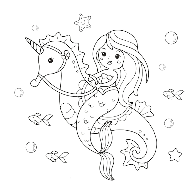 Mermaid coloring pages free