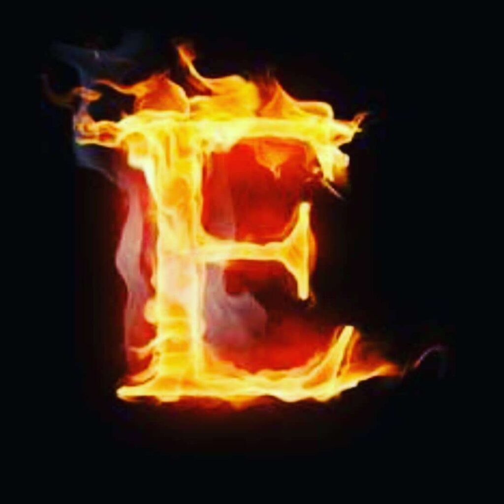 E Letter Red Fire DP